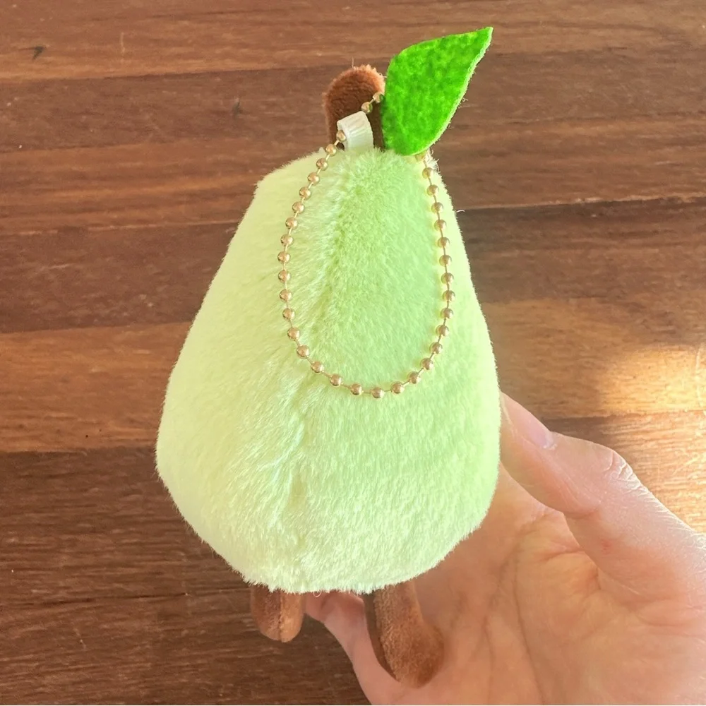 Green Pear Plush Keychain Cute Fruit Stuffed Bag Charm Kawaii Gift New